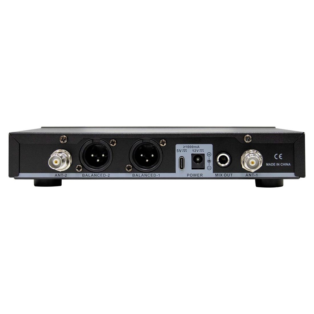 Micrófono Inalambrico Gmi Sound Multifrecuencia Doble UHF Perfomance, con base receptora digital, alimentador tipo C 5V, incluido adaptador 12V, 2 pilas AA, estuche tipo maleta, alcance 50 metros alrededor 