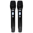 Micrófono Inalambrico Gmi Sound Multifrecuencia Doble UHF Perfomance, con base receptora digital, alimentador tipo C 5V, incluido adaptador 12V, 2 pilas AA, estuche tipo maleta, alcance 50 metros alrededor 