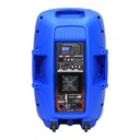 Caja Amplificadora American Xtreme 15 pulgadas 100.000 Wattios, con luz Led, puerto USB, SD reproductor FM, MP3, Bluetooth, incluye pedestal, micrófono con cable, control remoto, color azul