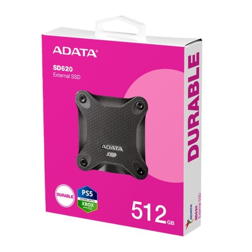 [SSDEXADATA620512GBK] Disco Solido Externo Adata SD620 512GB USB 3.2 Gen 2x2, Lectura: 550 MB/s, Escritura: 480 MB/s hasta 10 Gbit/s