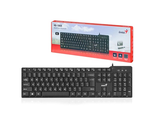 [KB100XGENUIS] Teclado Genius Smart KB-100X Negro USB, clásico, función FN, sleep Key incorporado AI Copilot key windows 11 compatible: Windows y Mac