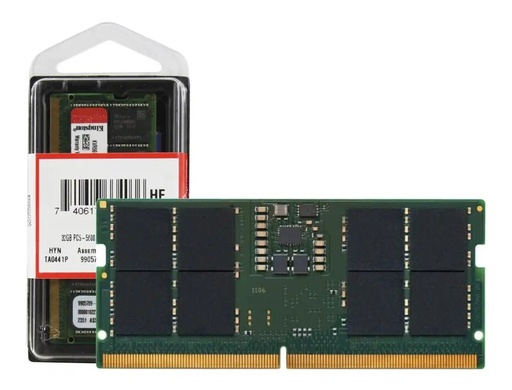 [SODIMMKCP556SS816GB] Memoria Ram So-Dimm Kingston DDR5 16Gb 5600MHz; PC5-44800, CL46, 262 pines,1.1V, KCP556SS8-16, sin búfer, No ECC para Laptop