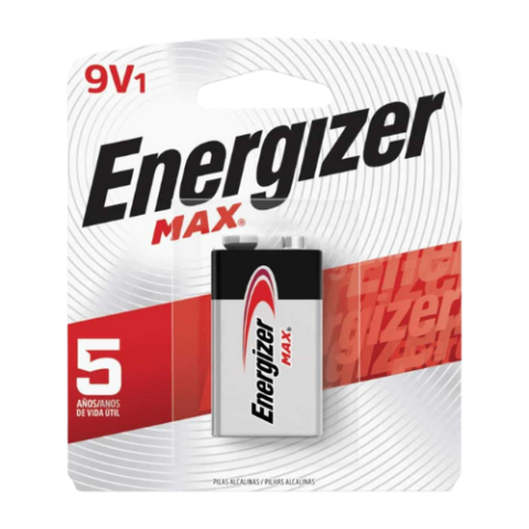 [BATENERGIZER9V] Batería Energizer Max Alcalina 9V, para PC, reloj, impresora por unidad