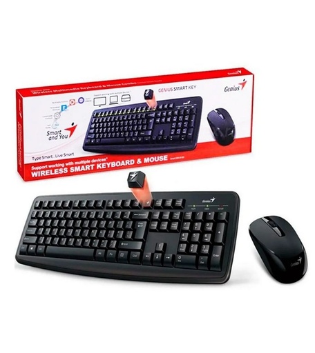 [CMBKBMOUGENUISKM200] Combo Teclado y Mouse Genius KM-200, función FN, incorporado AI Copilot, negro, USB SP, compatible: windows y mac 