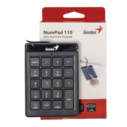 [KEYPADGENUISNPAD110] Teclado Numérico Genius NumPad 110 Slim, USB, Plug & Play, compatible: Windows, Linux y Mac, cable 90cm