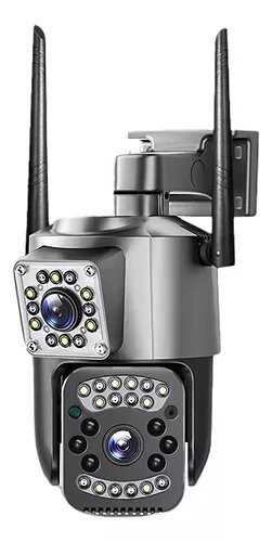 [CAMSECURTYDUALIP66] Cámara de Seguridad Doble Lente Exterior, 2 antenas con Audio de dos Vías, FHD 5MP, impermeable IP66, visión nocturna a color, App V380