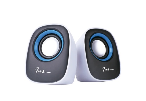 [INSES204WHITE] Parlantes INS ES-204 3W 5V USB con jack de 3.5mm para laptop o PC 