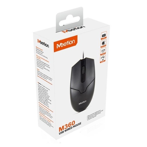 [MOUMT360BLACK] Mouse Optico Meetion MT-360 Alambrico para Laptop y PC, USB color negro