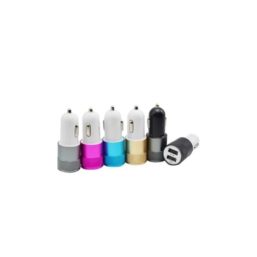 [CHARGEGEN2USB] Cargador Vehicular Genérico Doble USB metalizado varios colores