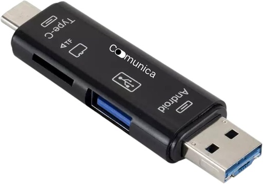 [LECTOR5EN1USBTCSD] Lector de tarjetas 5 en 1 USB a USB Tipo C, MicroSD, Flash memory