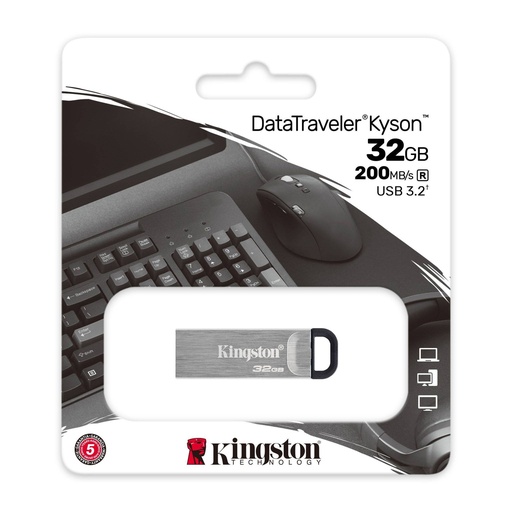 [FMKINGSTONDTKYSON32GB] Flash Memory Kingston DataTraveler Kyson Metalica, 32 GB; Usb 3.2 Gen 1; Plateada